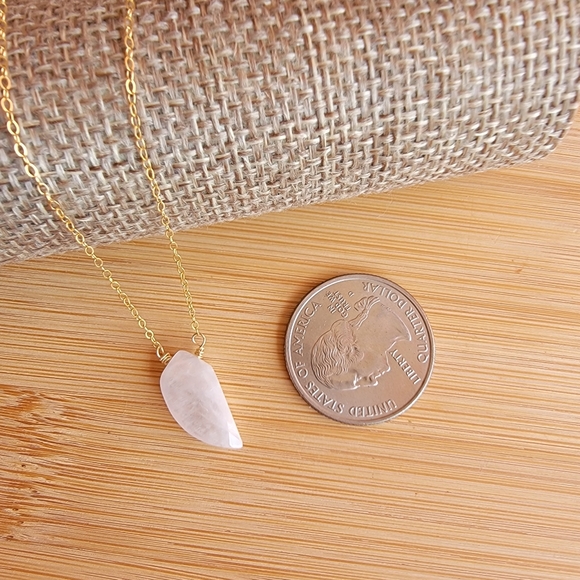 Moonstone Necklace Minimalist Crystal Gemstone - Picture 4 of 6